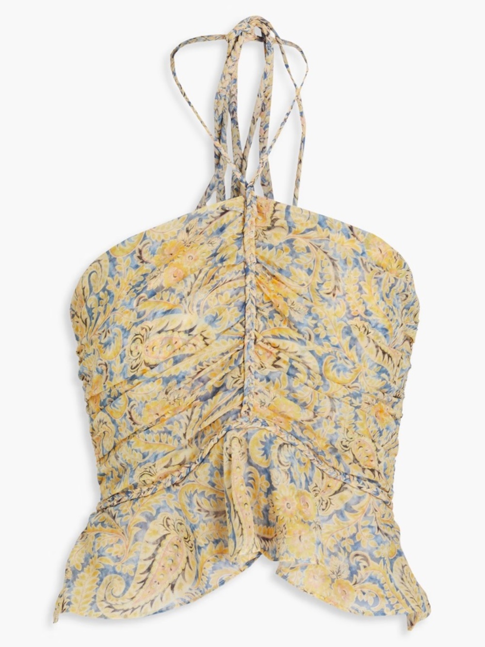 Veronica Beard Arianne Silk Chiffon Paisley Halter Top NWT Size 14 Boho Ruched